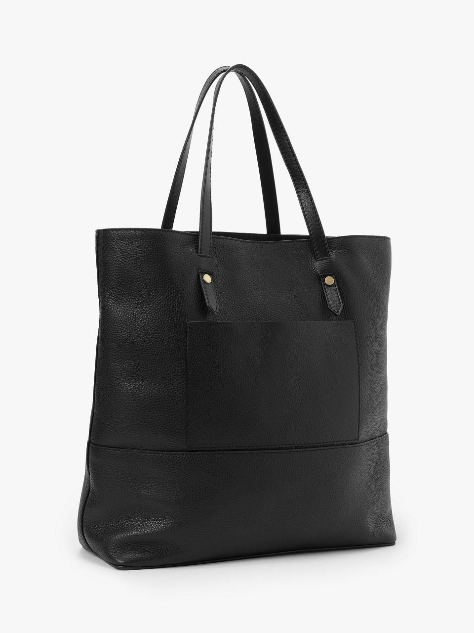 3) Leather Smart Set Tote Bag, Black