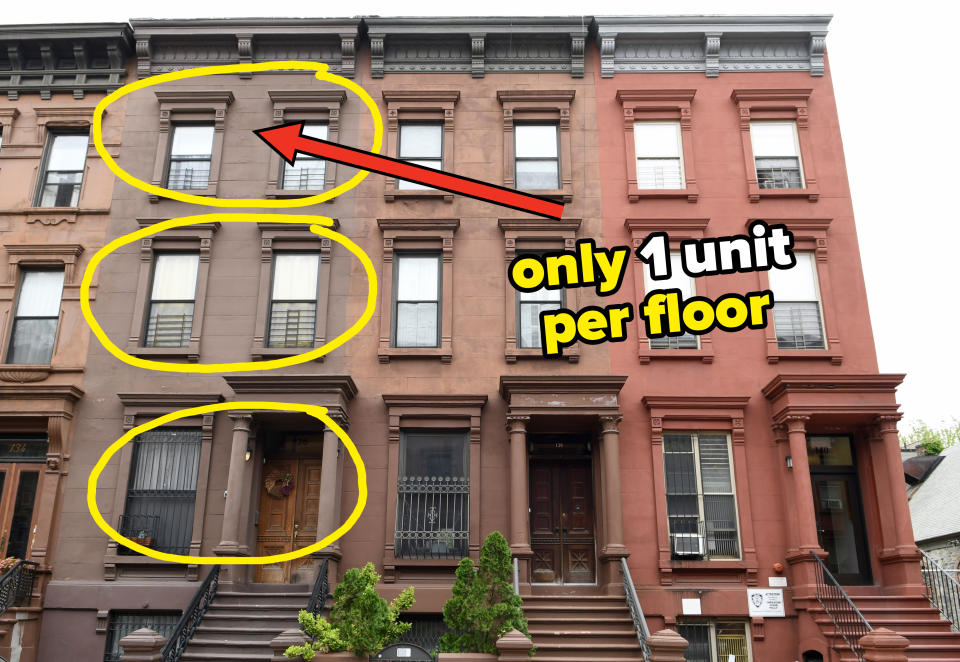 Typically one unit per floor in a brownstone building