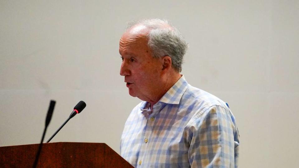 Dana Reserve developer Nick Tompkins speaks to the San Luis Obispo County Planning Commission during the project’s final hearing Oct. 24, 2023. The Planning Commission voted 4-1 to recommend the project to the Board of Supervisors for approval, with a few changes. John Lynch/jlynch@thetribunenews.com