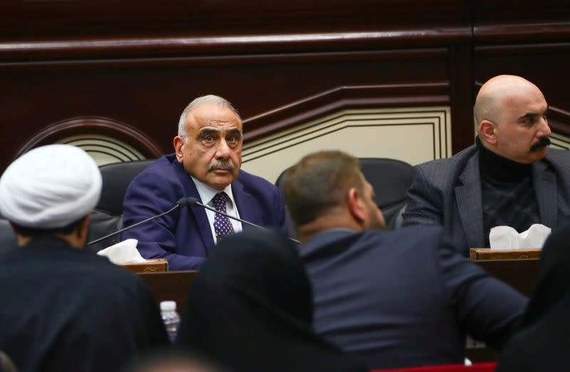 Iraqi Prime Minister Adel Abdul Mahdi attends an Iraqi parliament session in Baghdad