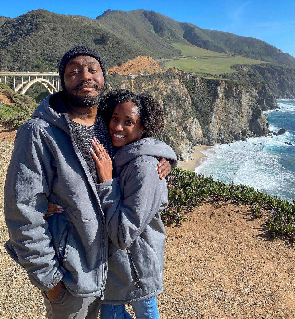 Wayne Washington II and Erica Anderson at the Bixby Creek Bridge near Big Sur.