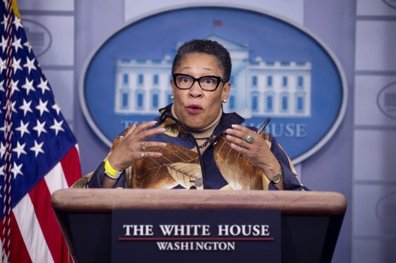 Secretary of Housing and Urban Development Marcia Fudge speaks at a White House news conference in March 2021. On Monday, Fudge announced that she plans to resign effective March 22. File Photo by Michael Reynolds/UPI