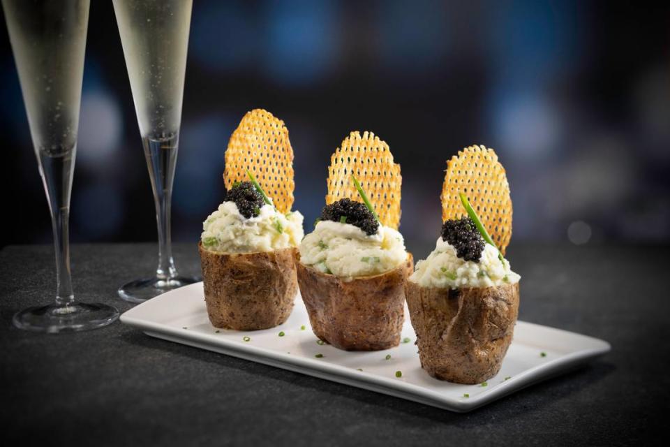 Eddie V’s Petrossian Royal Caviar Double Baked Potato is among the caviar dishes you can savor in Charlotte.