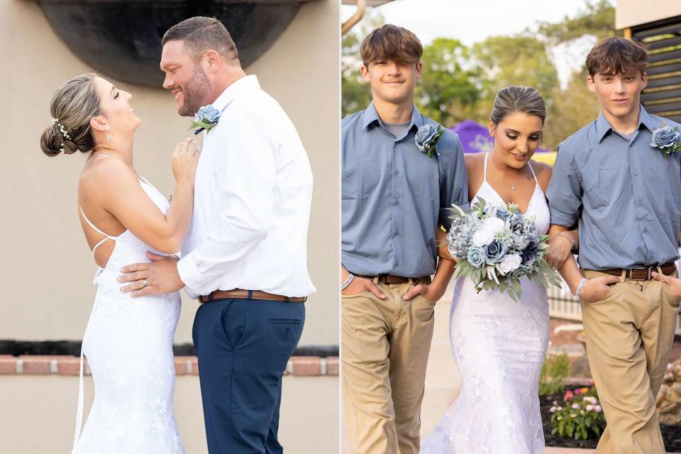 <p>Kendra Stanley Photography</p> Brittany and Jason (left), Brittany being walked down the aisle by Tucker and Corbin