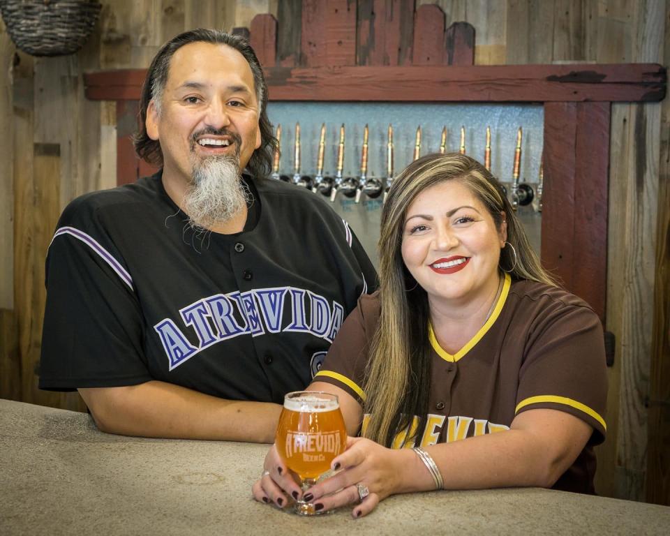 Husband and wife Rich and Jess Fierro own Atrevida Beer Co. in Colorado. Jess Fierro, the head brewer, is the state's first female and Latina brewery owner and head brewer. / Credit: Atrevida Beer Co./Facebook