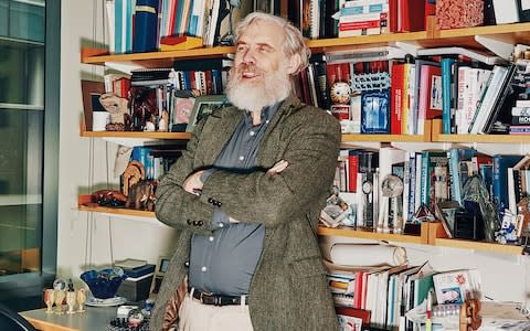 Professor George Church photographed at Harvard Medical School - where he operates an open-door policy at his laboratory - Credit: Tony Luong