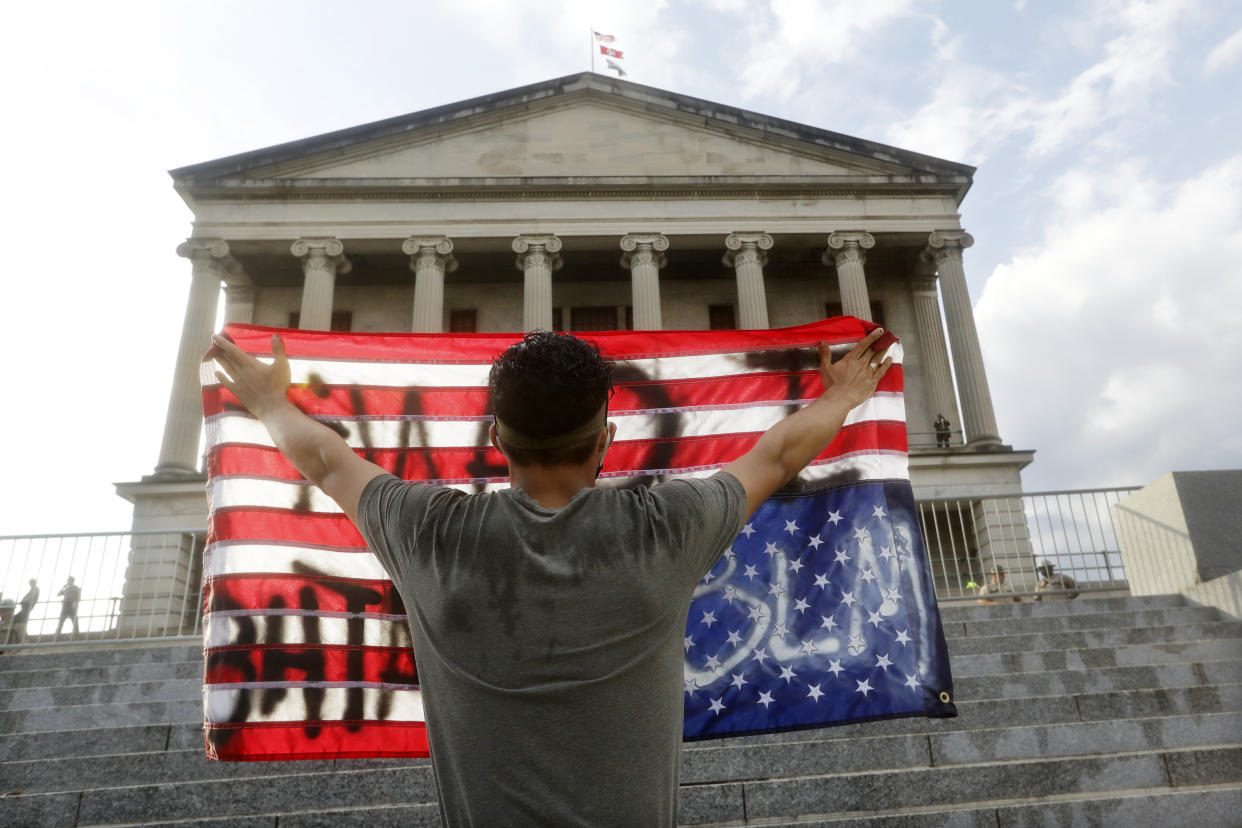 A peaceful protest at the state Capitol in Nashville on June 4 over the death of George Floyd, who died May 25 in Minneapolis after being restrained by police.