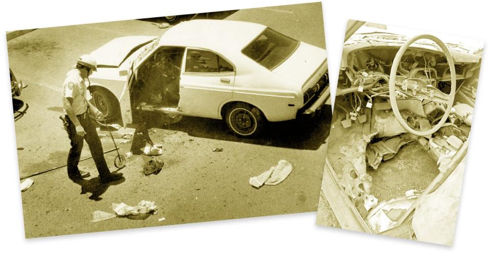 A remote-controlled bomb exploded beneath Don Bolles' car, ripping a massive hole in the floorboard. Bolles died 11 days later.