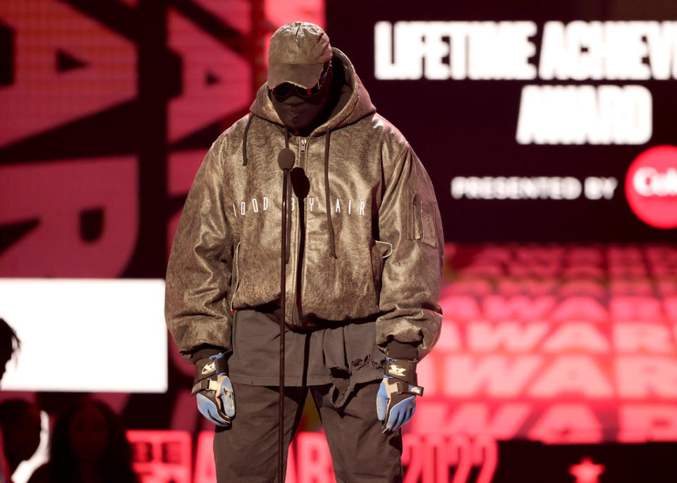 Kanye West speaks onstage at the 2022 BET Awards held at the,Microsoft Theater on June 26, 2022 in Los Angeles, California. - Credit: Christopher Polk for Variety