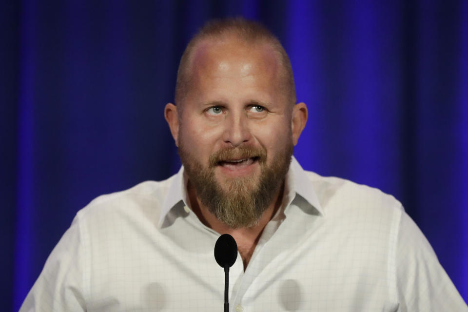 Brad Parscale campaign manager for Trump's 2020 reelection campaign speaks during the California GOP fall convention on Saturday, Sept. 7, 2019, in Indian Wells, Calif. (AP Photo/Chris Carlson)