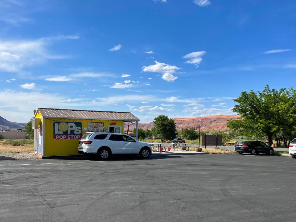 The exterior of Lop's Pop Stop in Moab, Utah.