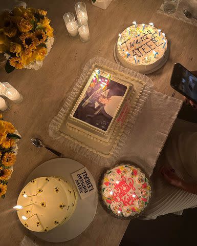 <p>Kendall Jenner/Instagram</p> Kendall Jenner's 28th birthday cakes, featuring a photo of her younger self