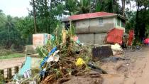 A general view of a house damaged in the heavy rains received in Kottayam