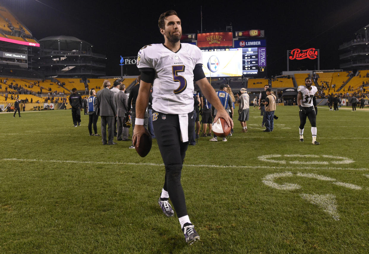 Joe Flacco was officially benched as Ravens quarterback on Wednesday. (AP)