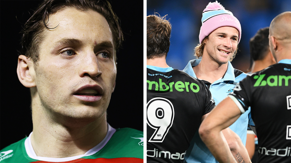 South Sydney captain Cameron Murray (pictured) could serve one of his games for the Kangaroos after the season's end, while Nicho Hynes (pictured right) is looming for a return in round 26. (Getty Images)