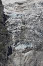 A segment of the Planpincieux glacier is seen on the Italian side of the Mont Blanc, in Aosta