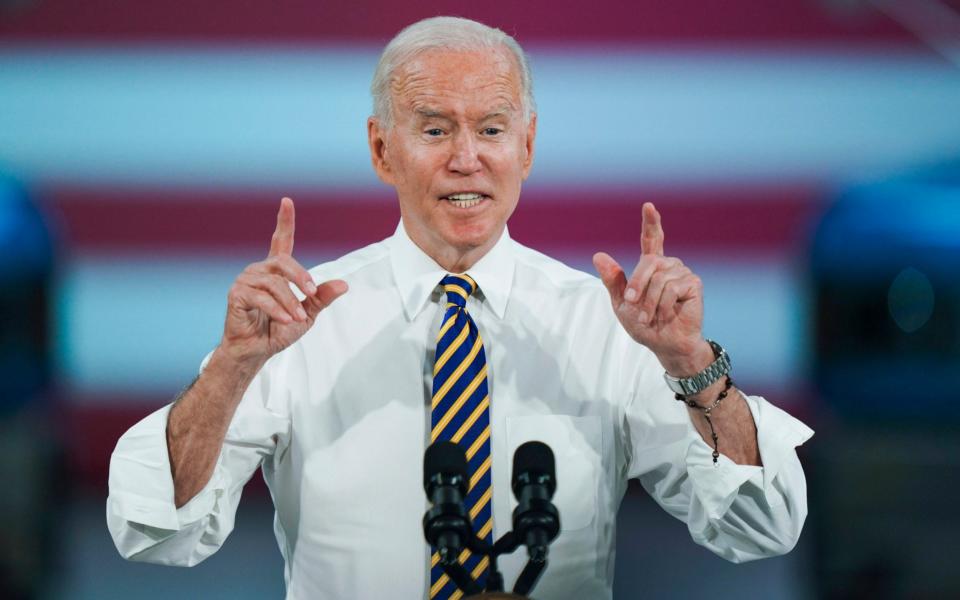 President Biden speaks during a visit to the Lehigh Valley operations facility in Macungie, Pennsylvania on 28 July 2021 - Matt Rourke/AP