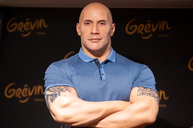 The Dwayne Johnson wax figure is unveiled at Grévin Museum on Oct. 16 in Paris, France. 