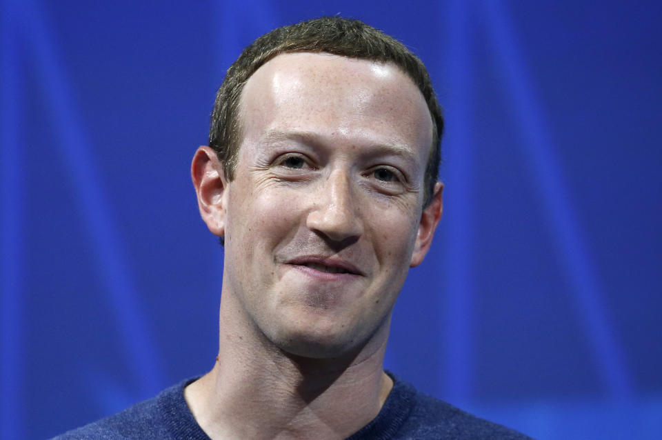 PARIS, FRANCE - MAY 24:  Facebook's founder and CEO Mark Zuckerberg speaks to participants during the Viva Technologie show at Parc des Expositions Porte de Versailles on May 24, 2018 in Paris, France.  Viva Technology, the new international event brings together 5,000 startups with top investors, companies to grow businesses and all players in the digital transformation who shape the future of the internet.  (Photo by Chesnot/Getty Images)