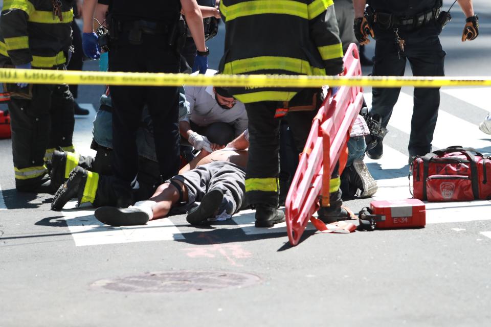 <p>The scene of an accident in New York’s Times Square after driver went through a crowd of pedestrians, injuring at least a dozen people, May 18, 2017. (Gordon Donovan/Yahoo News) </p>