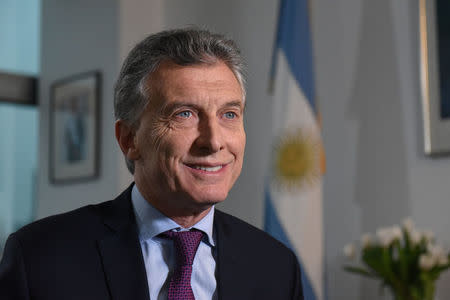 Argentine President Mauricio Macri speaks during an interview with Reuters in New York, NY, U.S. November 7, 2017. REUTERS/Stephanie Keith