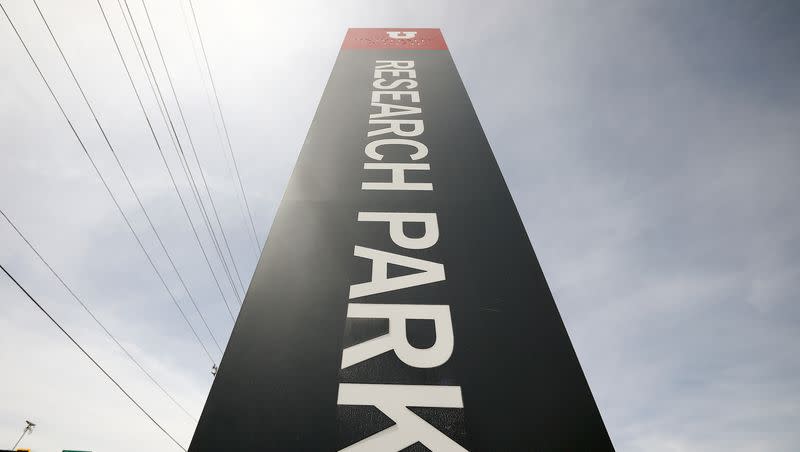 A sign for the University of Utah’s Research Park is pictured in Salt Lake City on Thursday, April 27, 2023.