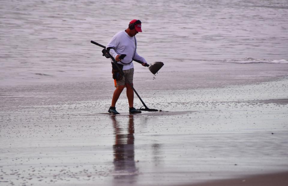 Treasure hunters were out early Friday, looking for goodies from the storm.