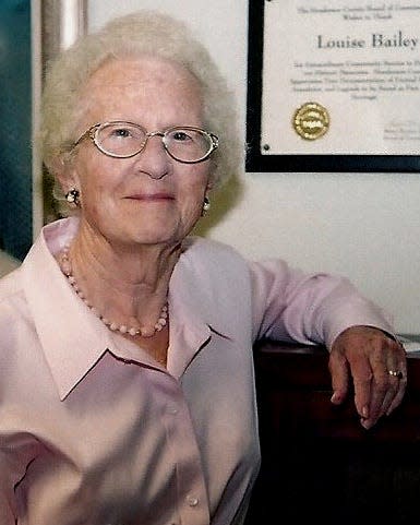 Historian, raconteur and wordsmith Louise H. Bailey pauses for a portrait in the Louise Bailey Archives at Blue Ridge Community College.