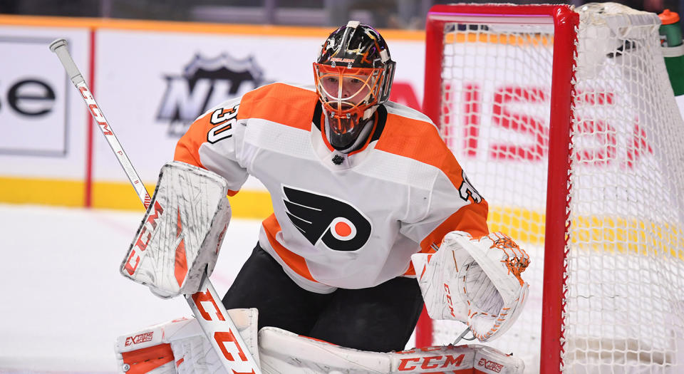 Neuvirth could challenge for the Leafs' backup job next season. (Christopher Hanewinckel-USA TODAY Sports)