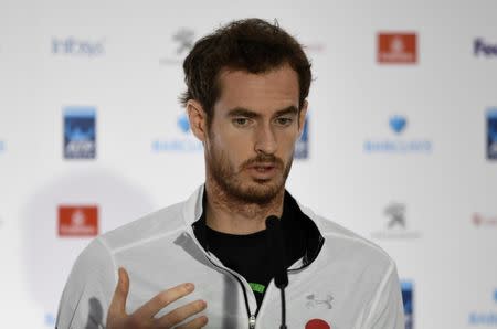 Britain Tennis - Barclays ATP World Tour Finals Preview - O2 Arena, London - 11/11/16 Great Britain's Andy Murray during a press conference Action Images via Reuters / Tony O'Brien Livepic EDITORIAL USE ONLY.