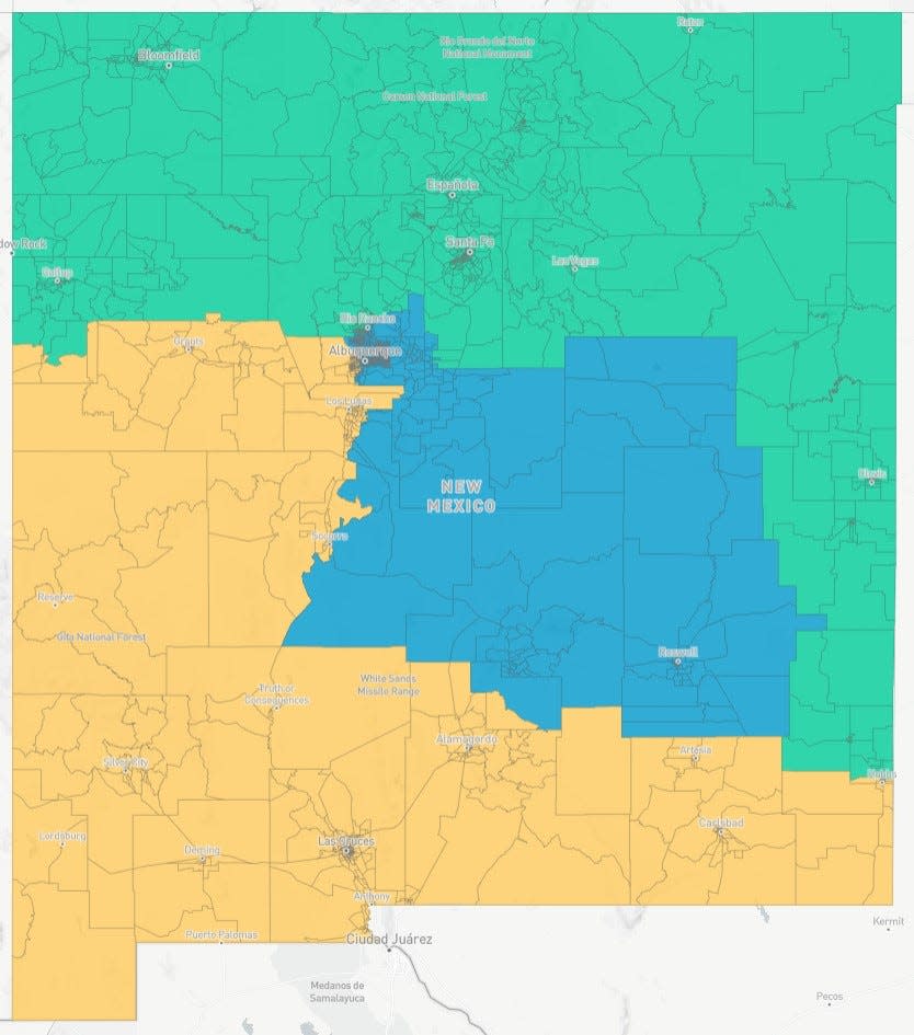 A proposed Congressional redistricting map drawn up by the New Mexico Citizen Redistricting Committee.