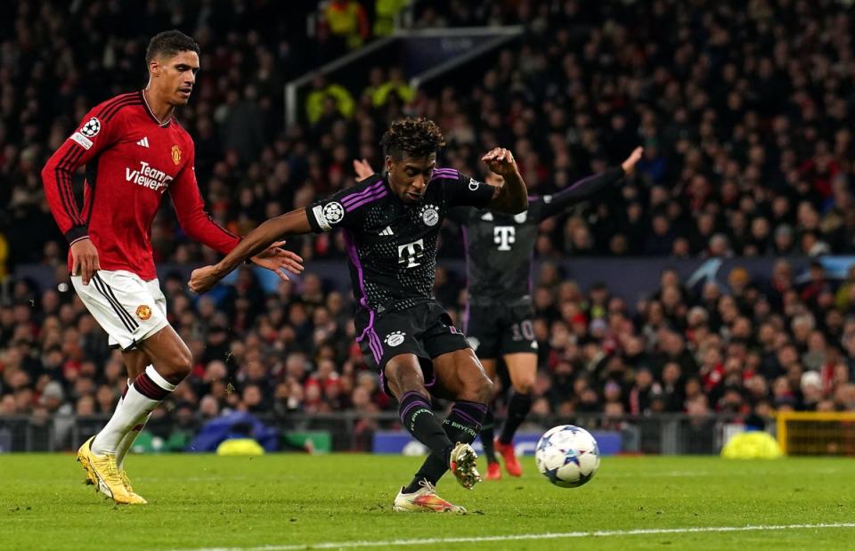 Kingsley Coman’s goal ensured Manchester United were knocked out of Europe (PA)