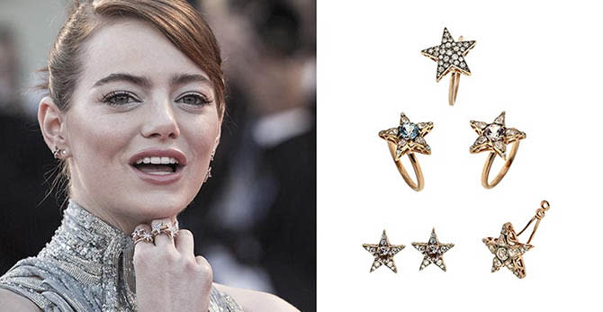 Emma Stone wearing Selim Mouzannar jewels at the Venice Film FestivalPhoto Alessandra Benedetti/Corbis; Courtesy