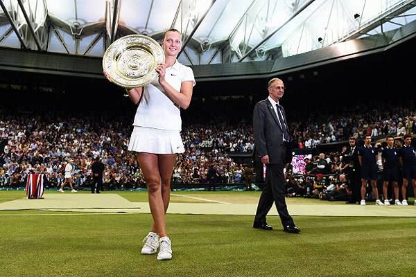 Kvitova after her Wimbledon win. Source: Getty