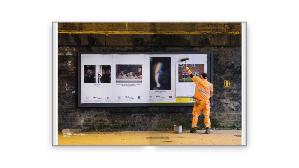 The book also shows the rollout of the exhibition, which saw pictures being put on billboards around the country. (The National Portrait Gallery)