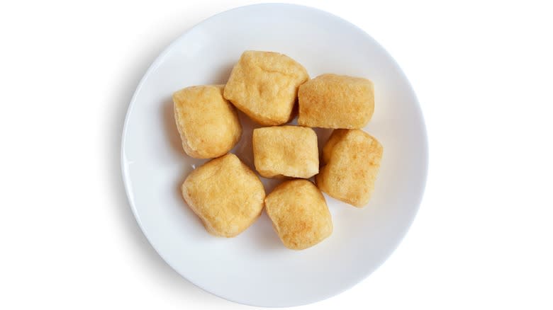 Tofu puffs on a plate