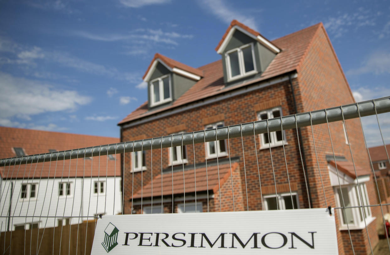 FILE PHOTO - A sign is displayed at a Persimmon construction site in Dartford, southern Britain August 21, 2015. REUTERS/Neil Hall/Files/File Photo