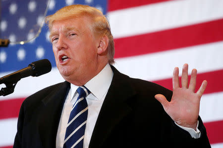 Republican presidential nominee Donald Trump speaks at a campaign event in Cedar Rapids, Iowa, U.S. October 28, 2016. REUTERS/Carlo Allegri