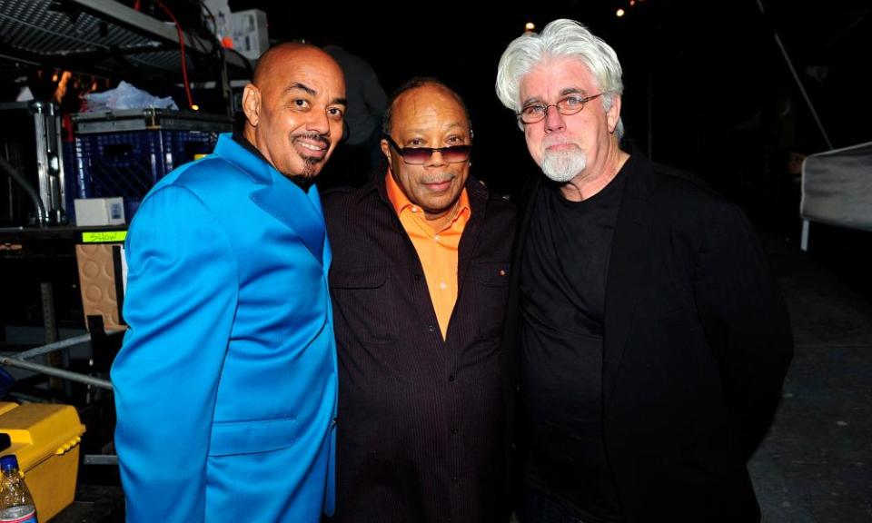 James Ingram, left, with the producer Quincy Jones, and Michael McDonald, with whom Ingram duetted on Yah Mo B There, backstage at the Bermuda music festival, 2009.