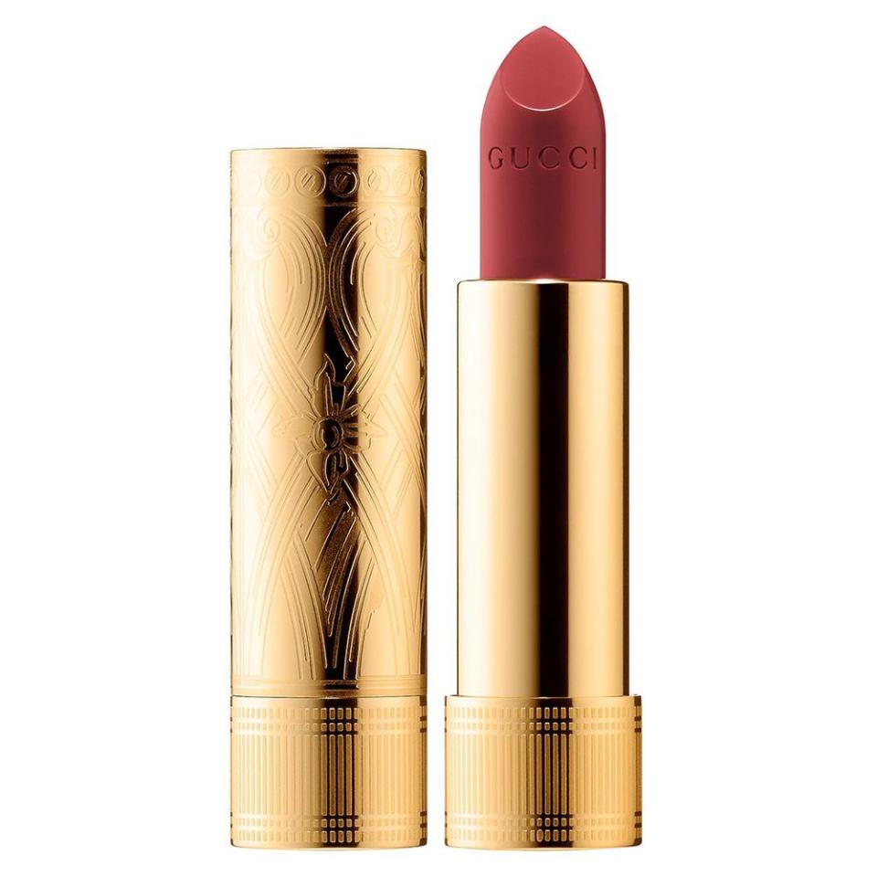 6) Gucci Rouge à Lèvres Satin Lipstick in 202 Moira Sienna