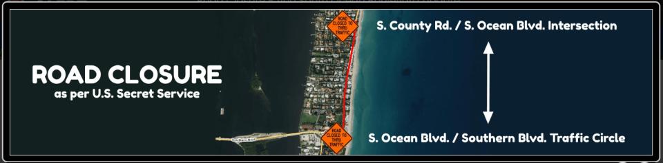 Photo of roads around Mar-a-Lago from Palm Beach traffic alert.
