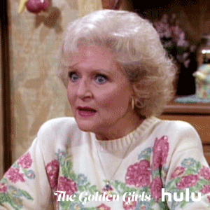 Rose looks surprised during a "Golden Girls" scene