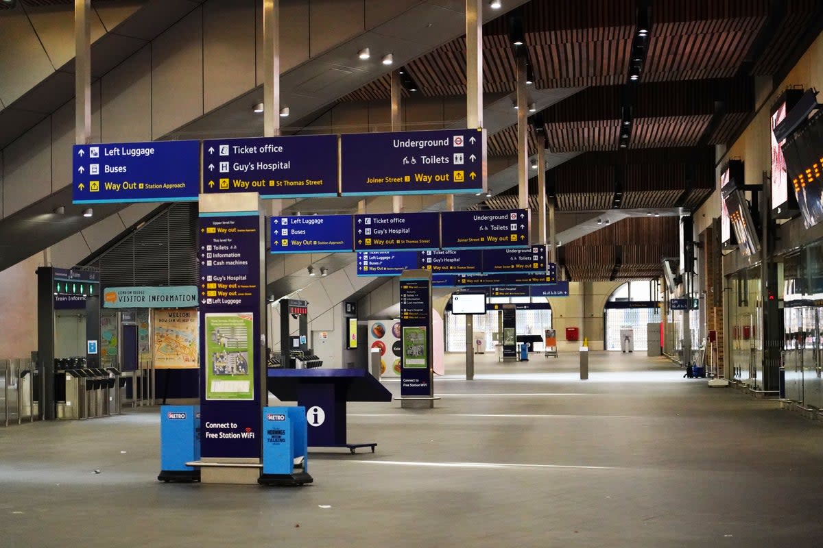 A deserted London Bridge station in February 2023  (PA)