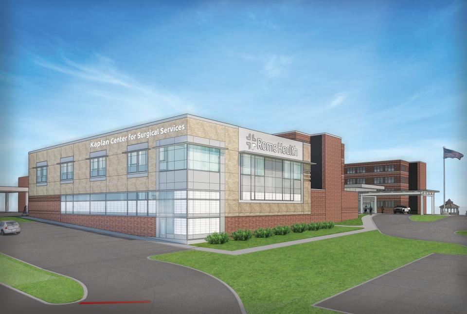 Rome Health is building an addition to its hospital to be known as the Kaplan Center for Surgical Services, seen here in an artist's rendering. It is expected to be completed in between 24 and 30 months.