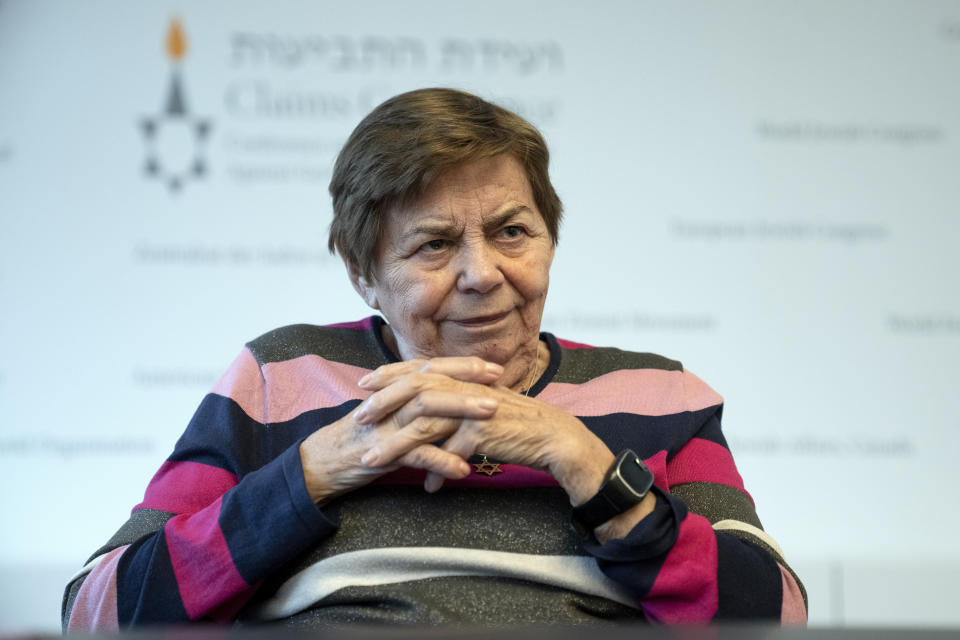 Ruth Winkelmann, 95, who is one of the survivors of the Holocaust, attends an interview with the Associated Press in Berlin, Germany, Wednesday, Jan. 17, 2024. Almost 80 years after the Holocaust, about 245,000 Jewish survivors are still living across more than 90 countries. A new report reveals that nearly half of them, or 49%, are living in Israel, 18% in Western Europe, 16% in the United States, and 12% in countries of the former Soviet Union. (AP Photo/Ebrahim Noroozi)