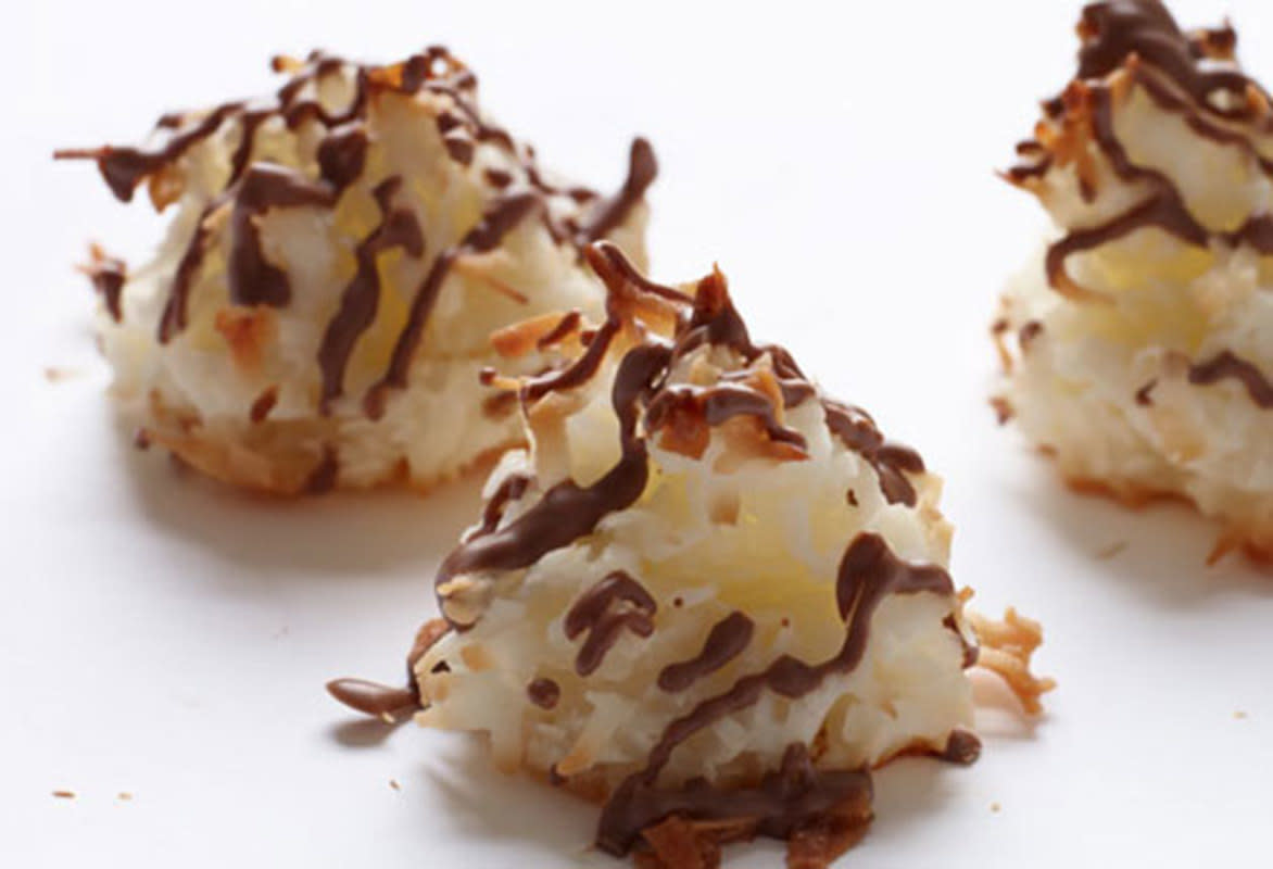 <p>Con Poulos</p><p>These delicious macaroons are sure to impress your guests. They look both festive and elegant, thanks to the chocolate glaze, but they’re actually quite simple to make. To store, wrap tightly and keep in the refrigerator or freezer.</p><p><a href="http://www.dashrecipes.com/recipes/dr/c/coconut-macaroons.html" rel="nofollow noopener" target="_blank" data-ylk="slk:Click here to get the recipe for Coconut Macaroons;elm:context_link;itc:0;sec:content-canvas" class="link rapid-noclick-resp"><strong>Click here to get the recipe for Coconut Macaroons</strong></a></p><p><strong>Related: <a href="https://parade.com/845236/pambeth/delicious-passover-desserts-that-can-be-enjoyed-all-year-round/" rel="nofollow noopener" target="_blank" data-ylk="slk:Passover Dishes That Can Be Enjoyed All Year Round;elm:context_link;itc:0;sec:content-canvas" class="link rapid-noclick-resp">Passover Dishes That Can Be Enjoyed All Year Round</a></strong></p>