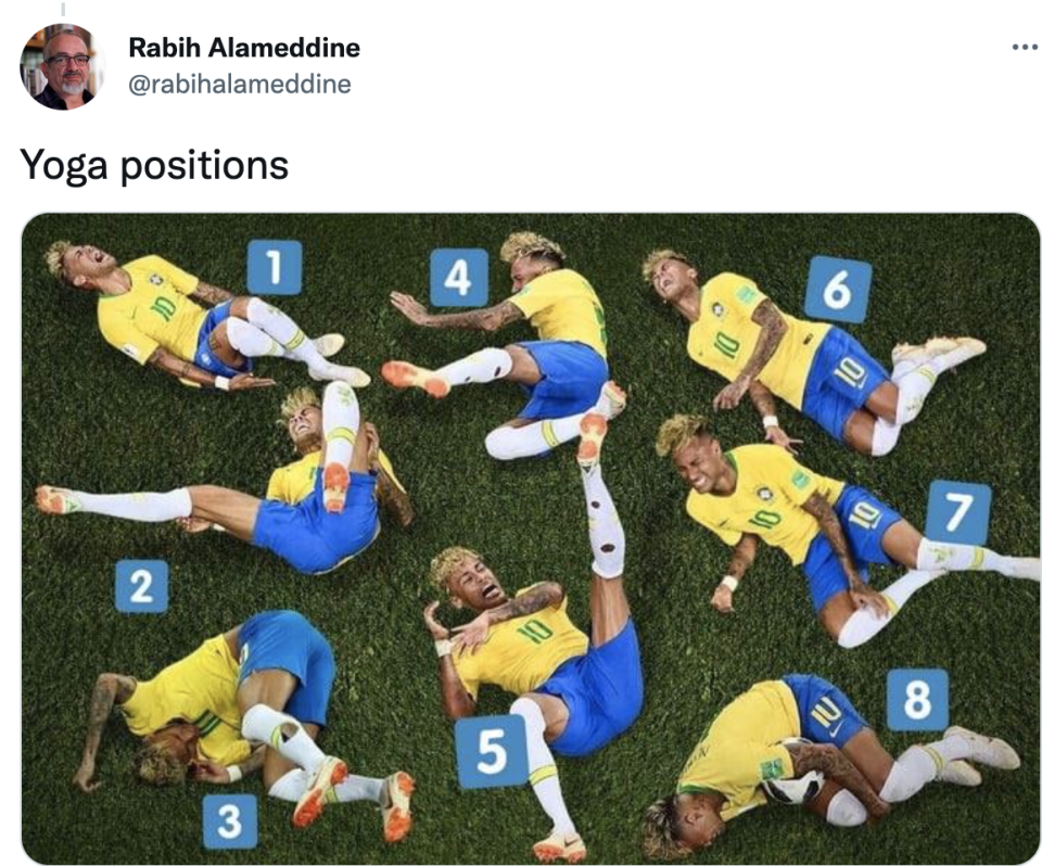 One of the many Neymar's diving memes during World Cup 2018. (SCREENSHOT: Twitter)