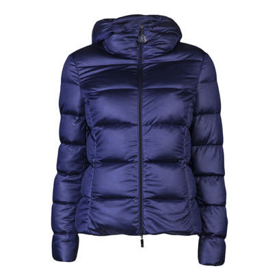 Navy quilted coat by Moncler at Farfetched