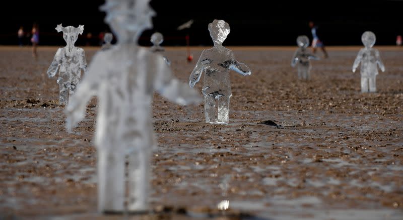 FILE PHOTO: Ice sculptures of children by Sand in Your Eye at New Brighton Beach