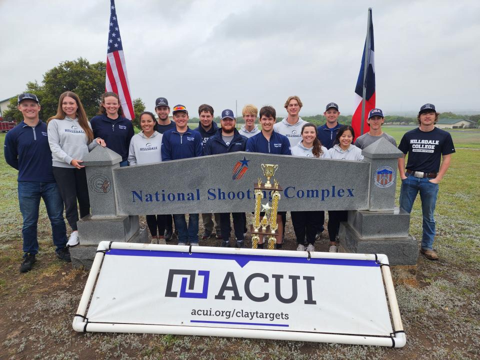 Hillsdale College's shotgun team celebrates its Division II national championship.